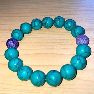 Handcrafted, turquoise gemstone beaded bracelet